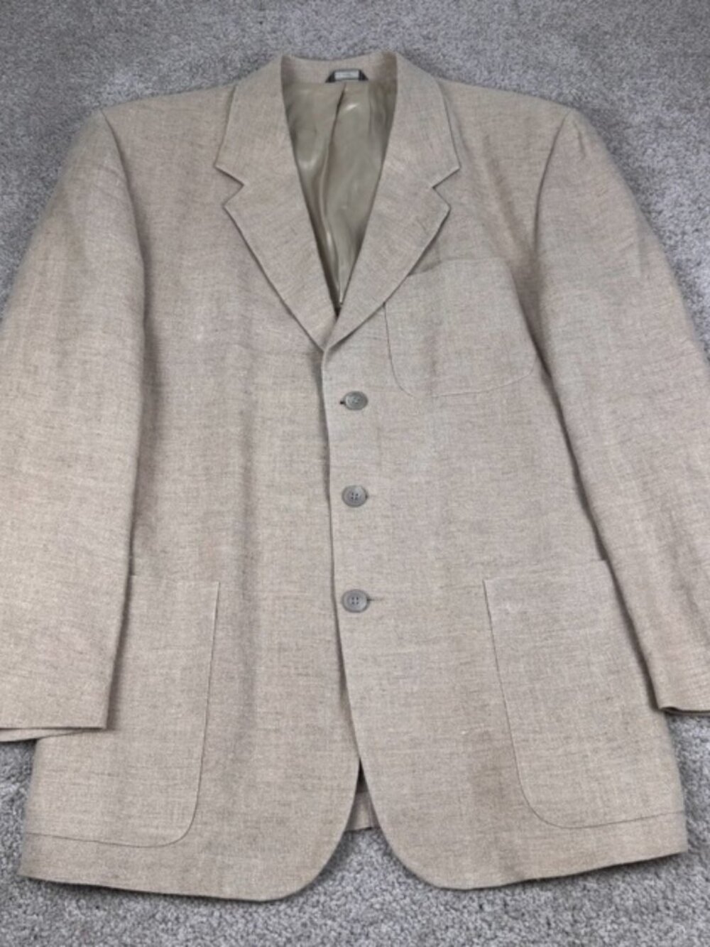 Vintage Banana Republic Blazer Sport Coat 42R Beige Linen Safari Unstructured